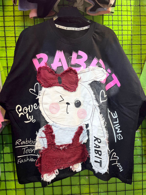 تیشرت باکسی زنانه تیکه دوزی 🩷RABIT🩷