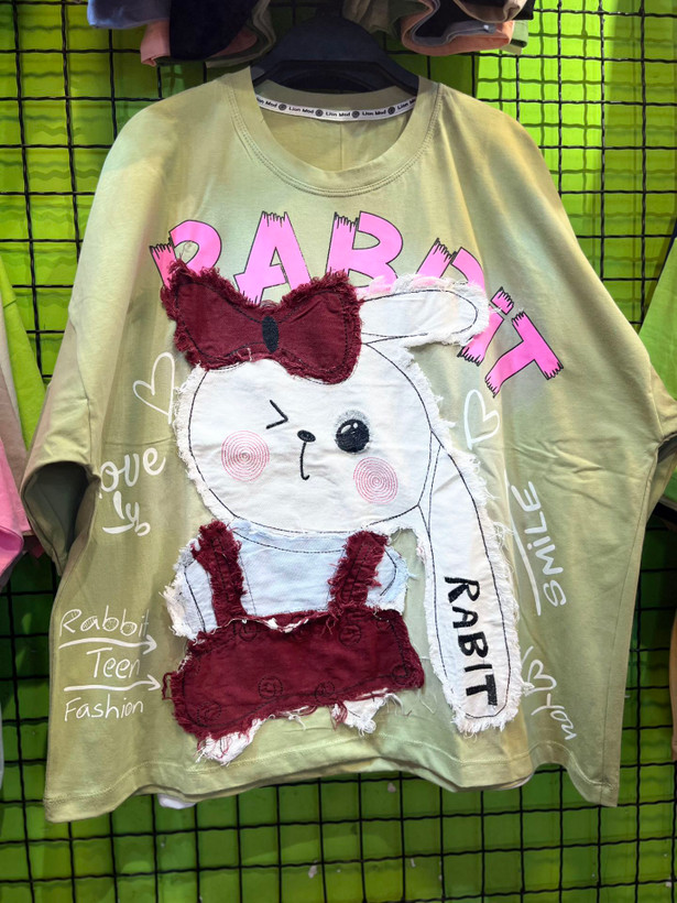 تیشرت باکسی زنانه تیکه دوزی 🩷RABIT🩷
