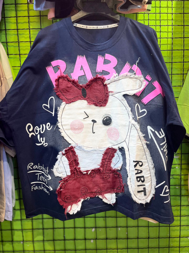 تیشرت باکسی زنانه تیکه دوزی 🩷RABIT🩷