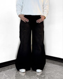 شلوار جین فلر بگ ذغالی زنانه دخترانه پارچه ترک